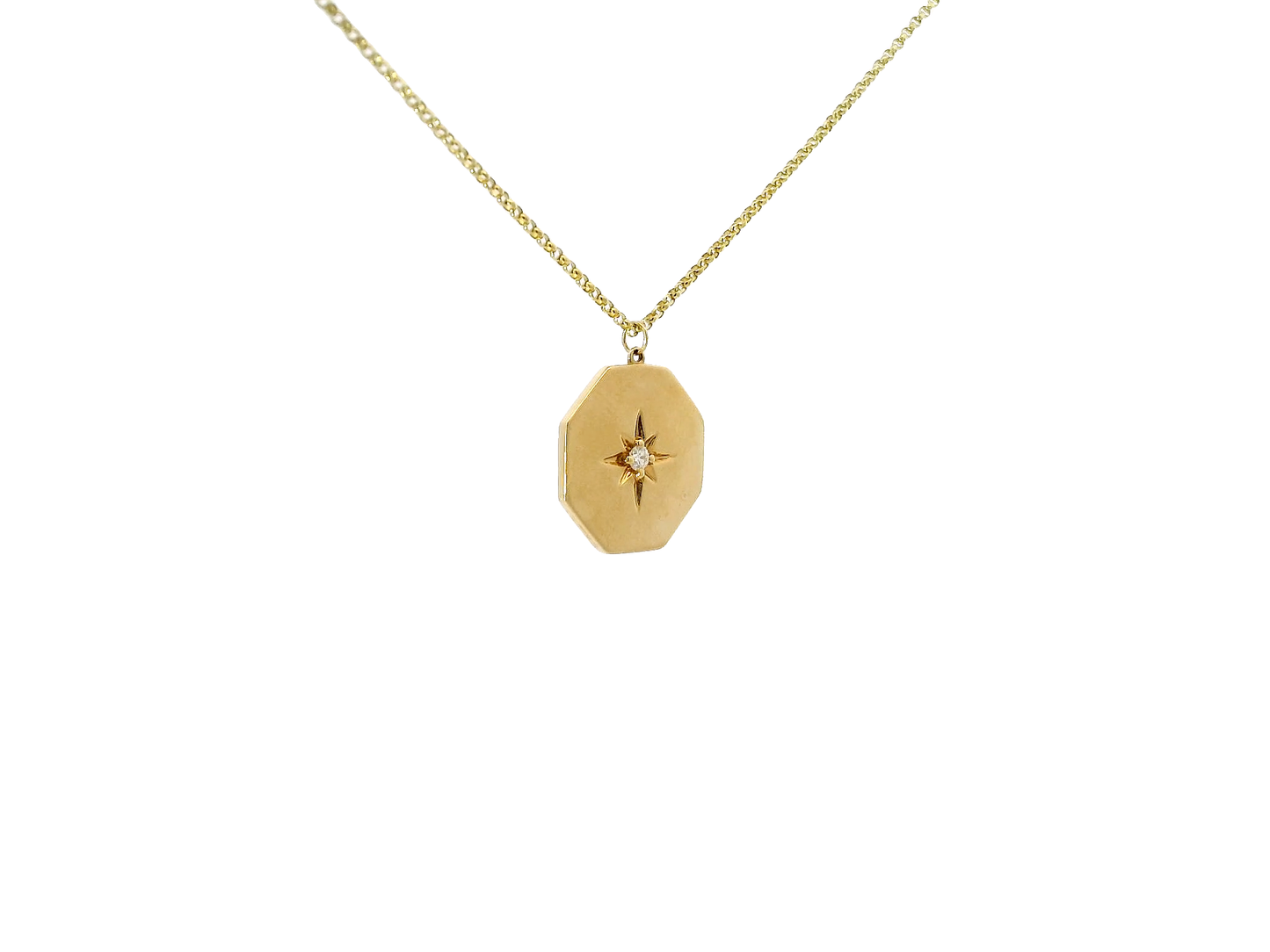 0.05CT Diamond Star Pendant 14K Yellow Gold