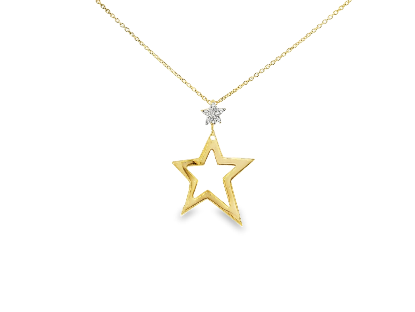 0.05CT Diamond Star Pendant 14k Yellow Gold