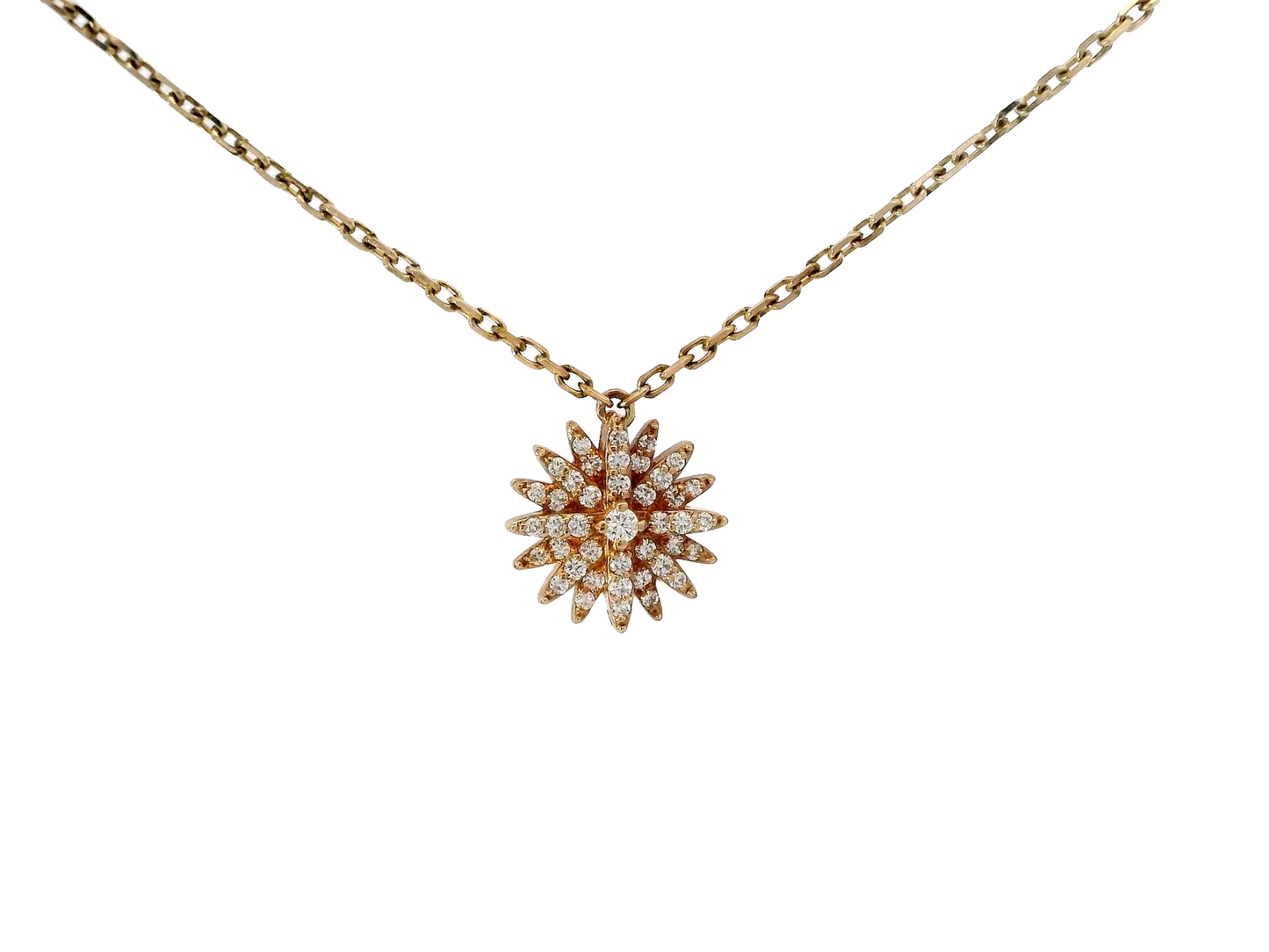 0.33CT Diamond Starburst Pendant 14K Rose Gold