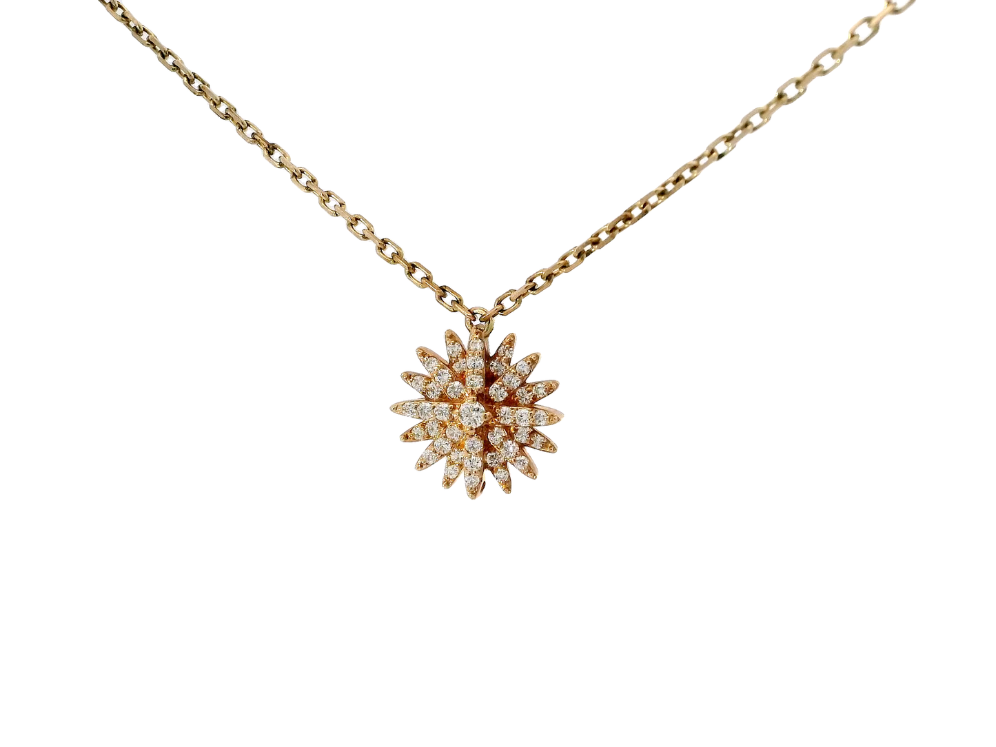 0.33CT Diamond Starburst Pendant 14K Rose Gold
