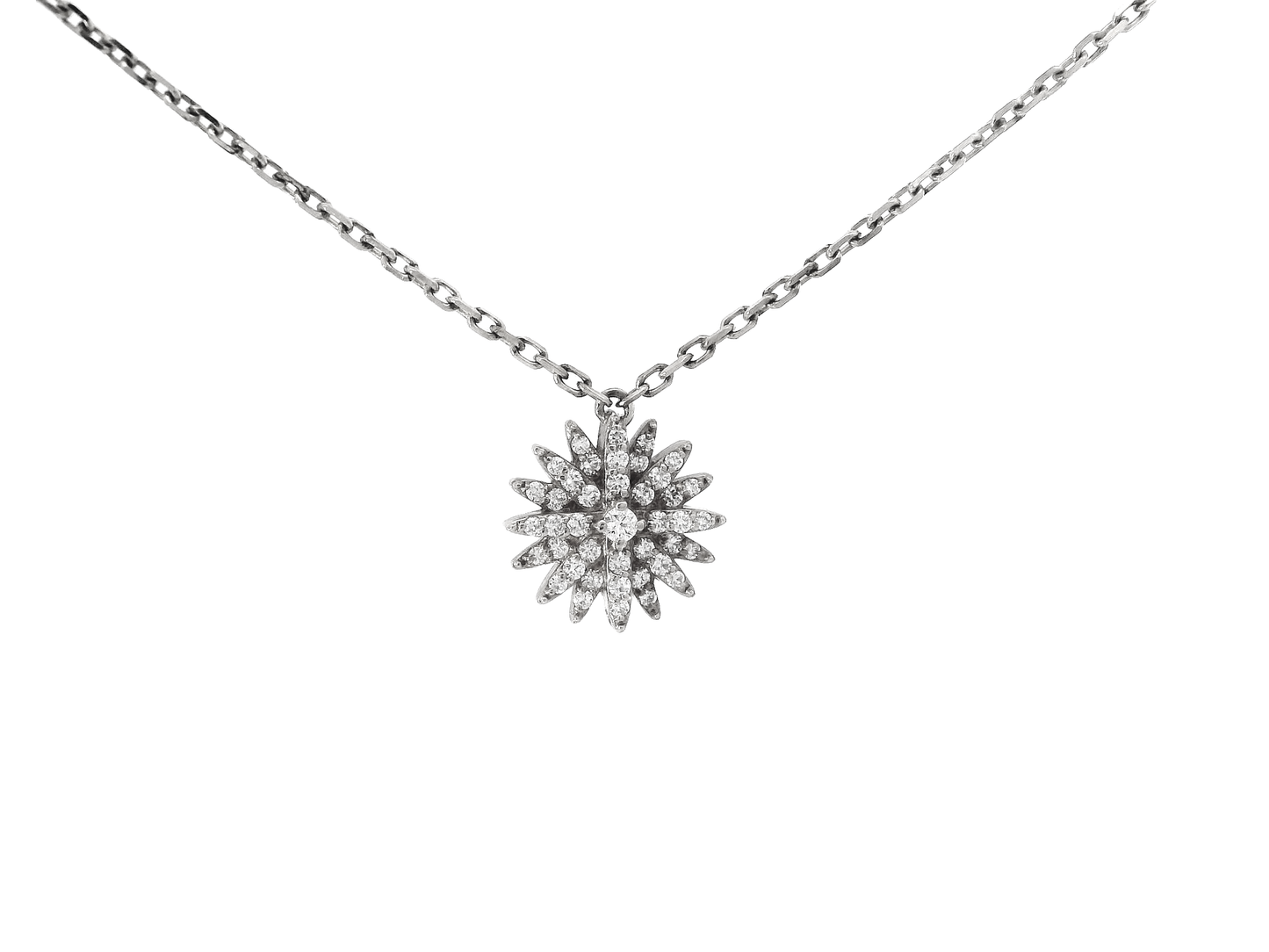0.33CT Starburst Pendant 14K White Gold