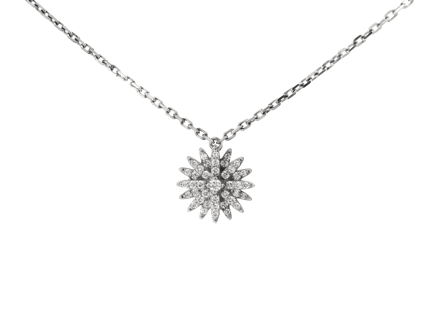 0.33CT Starburst Pendant 14K White Gold