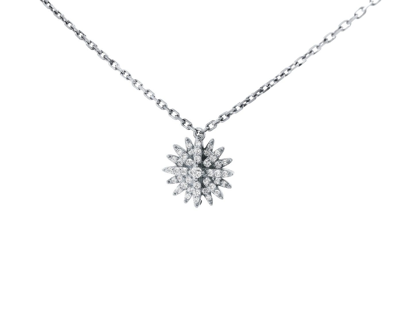 0.33CT Starburst Pendant 14K White Gold