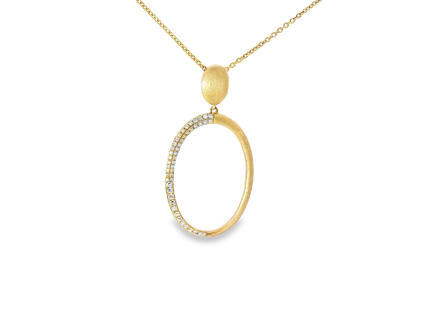 0.18CT Diamond Oval Pendant 14K Rose Gold