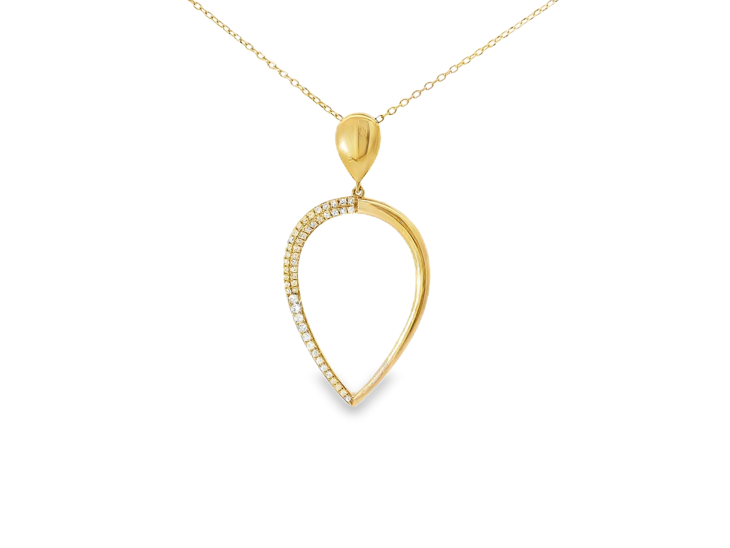 0.16CT Diamond Reverse Teardrop Pendant 14K Yellow Gold