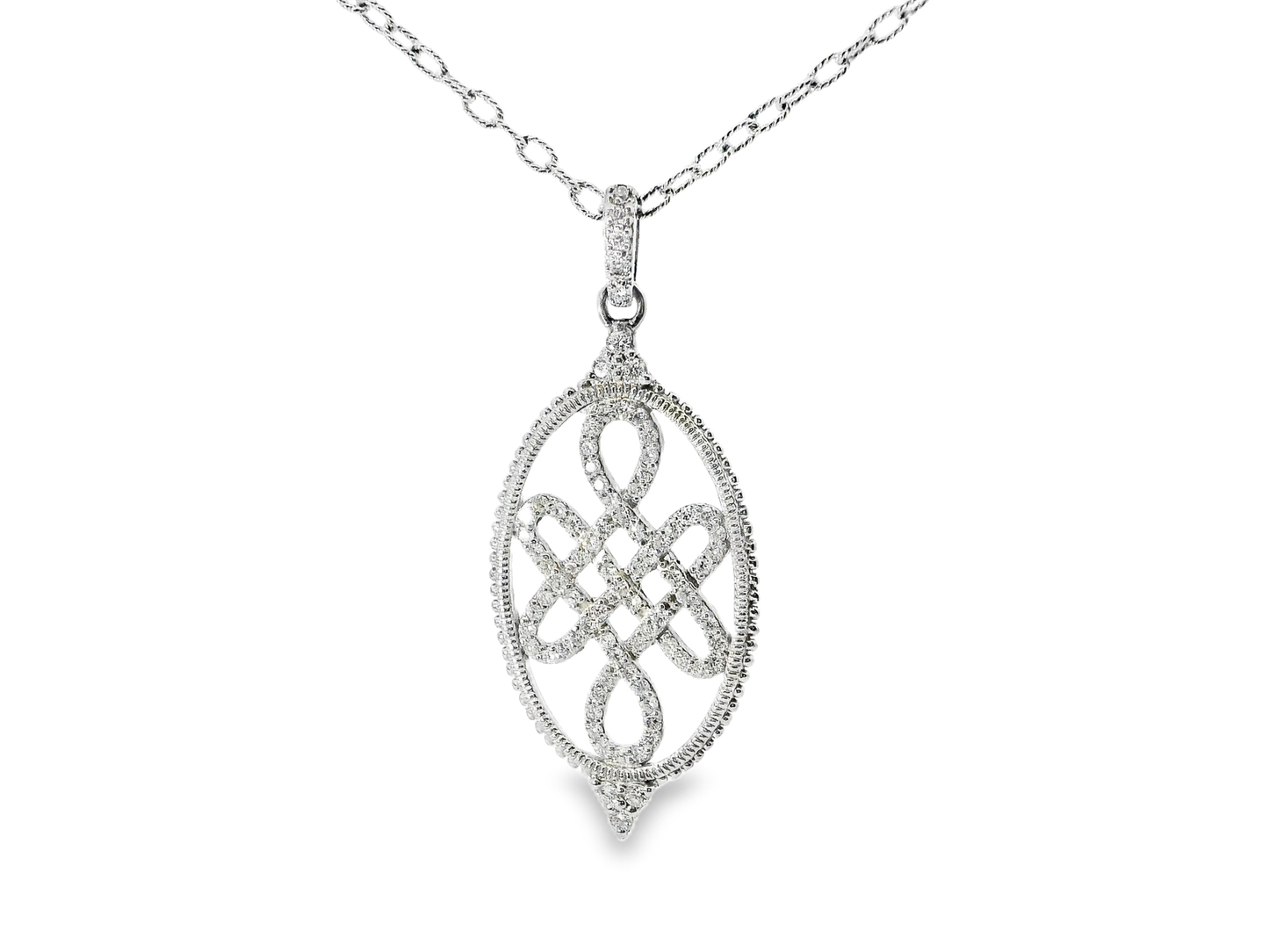 1.02CT Diamond Pendant with Intricate Design 14K White Gold
