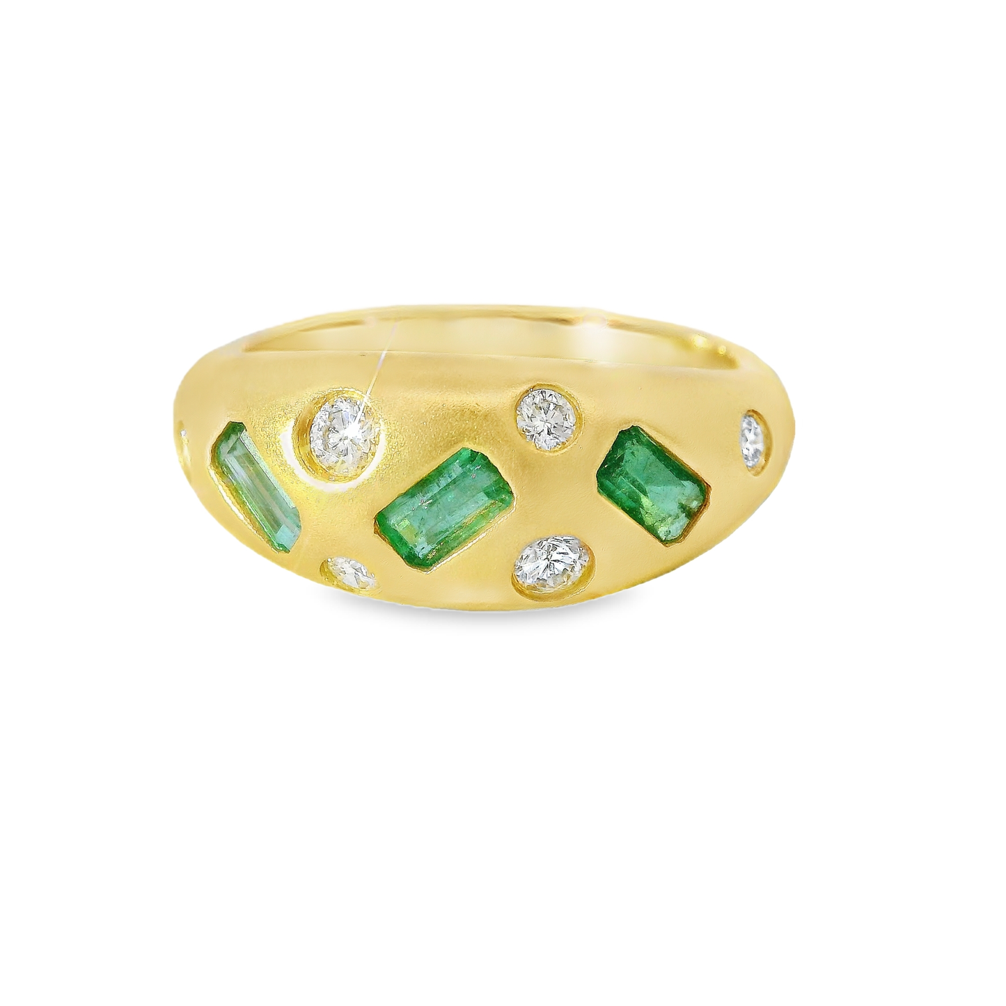 0.21CT Diamond and 0.81CT Emerald Ring 14K Yellow Gold