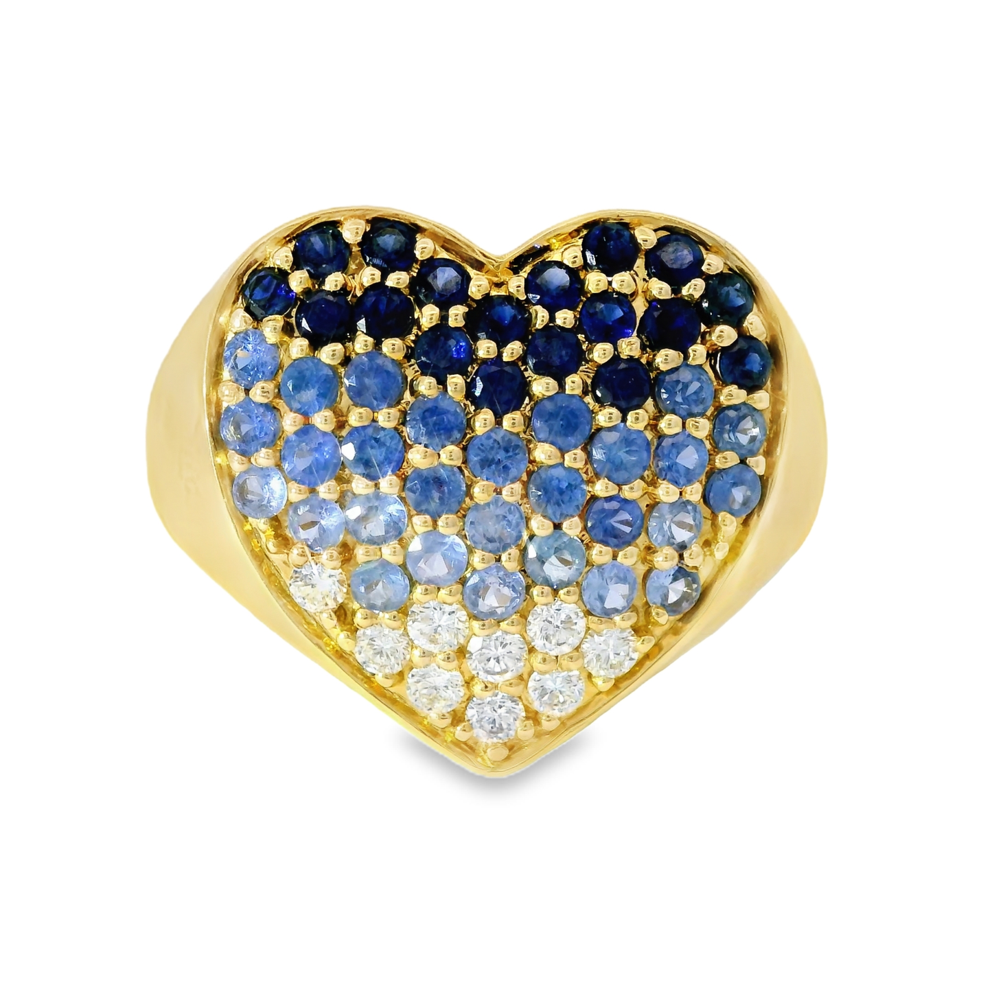 0.18CT Diamond and 1.10CT Blue Sapphire Ring 14K Yellow Gold