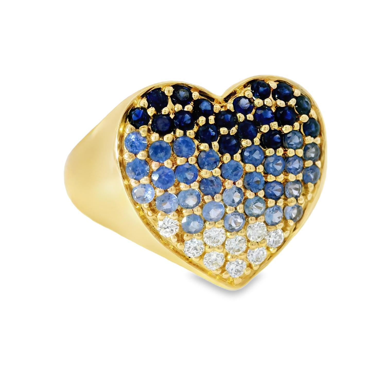 0.18CT Diamond and 1.10CT Blue Sapphire Ring 14K Yellow Gold