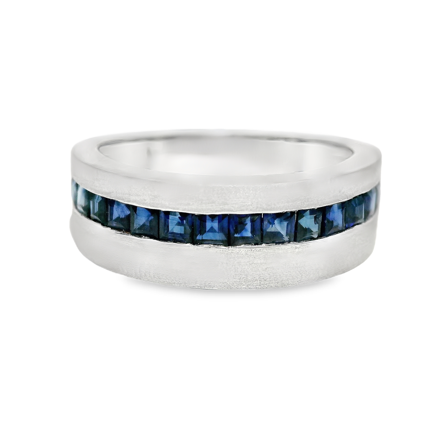 1.06CT Blue Sapphire Ring 14K White Gold