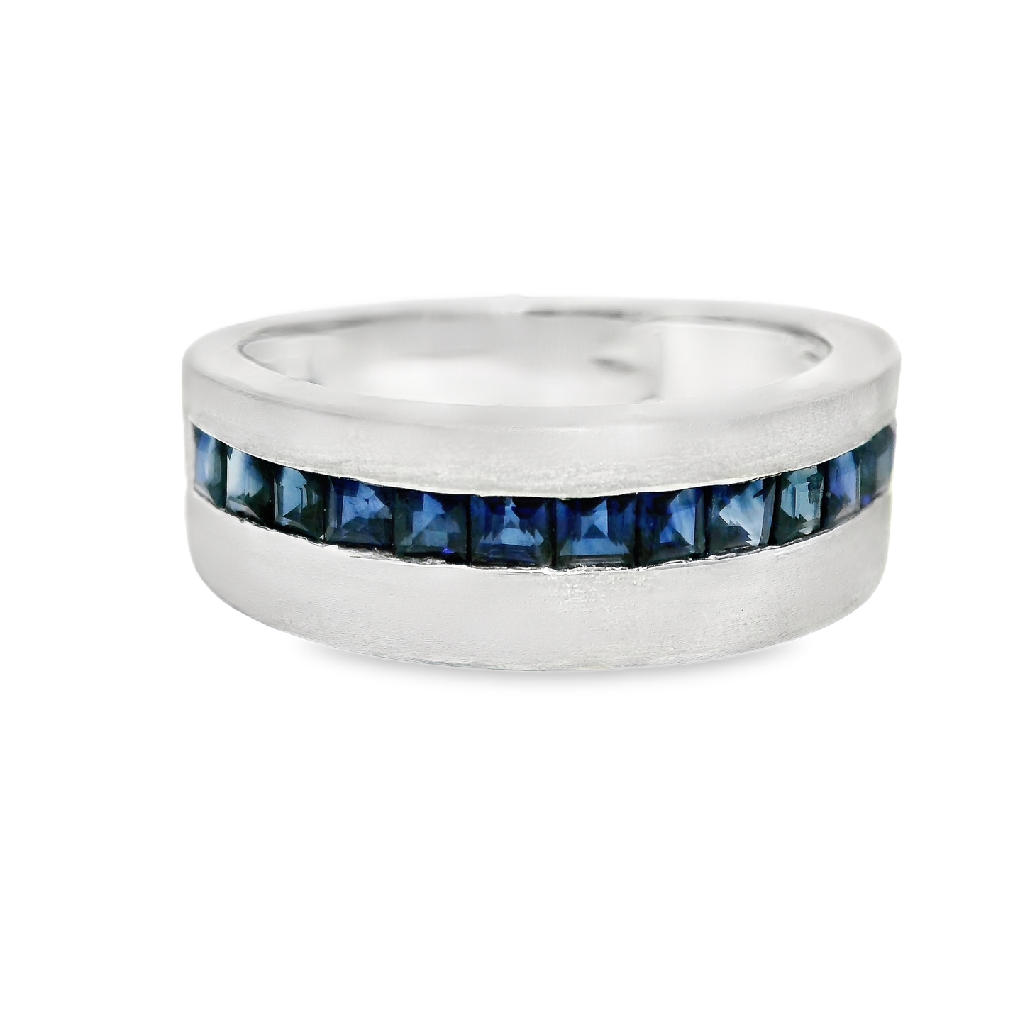 1.06CT Blue Sapphire Ring 14K White Gold