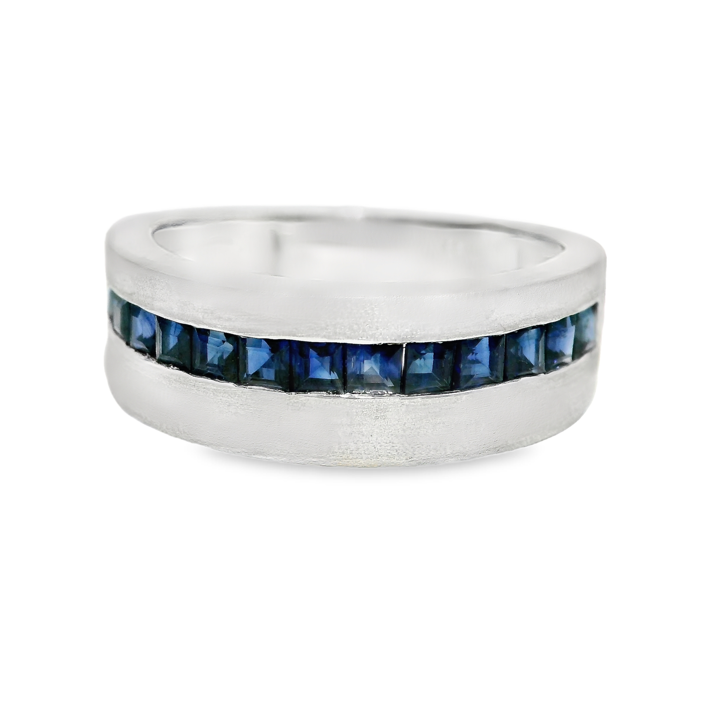 1.06CT Blue Sapphire Ring 14K White Gold