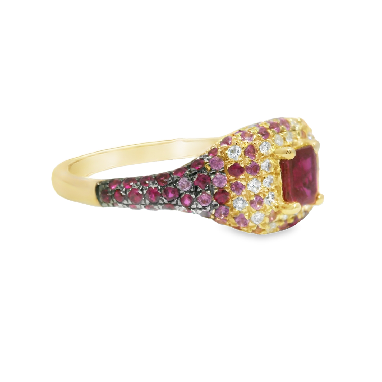 0.10CT Diamond & 0.84CT Pink Sapphire Ring 14k Yellow Gold