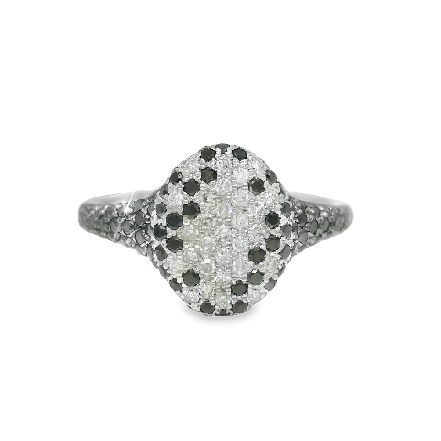 0.15CT Diamond & 0.53CT Black Diamond Ring 14k White Gold