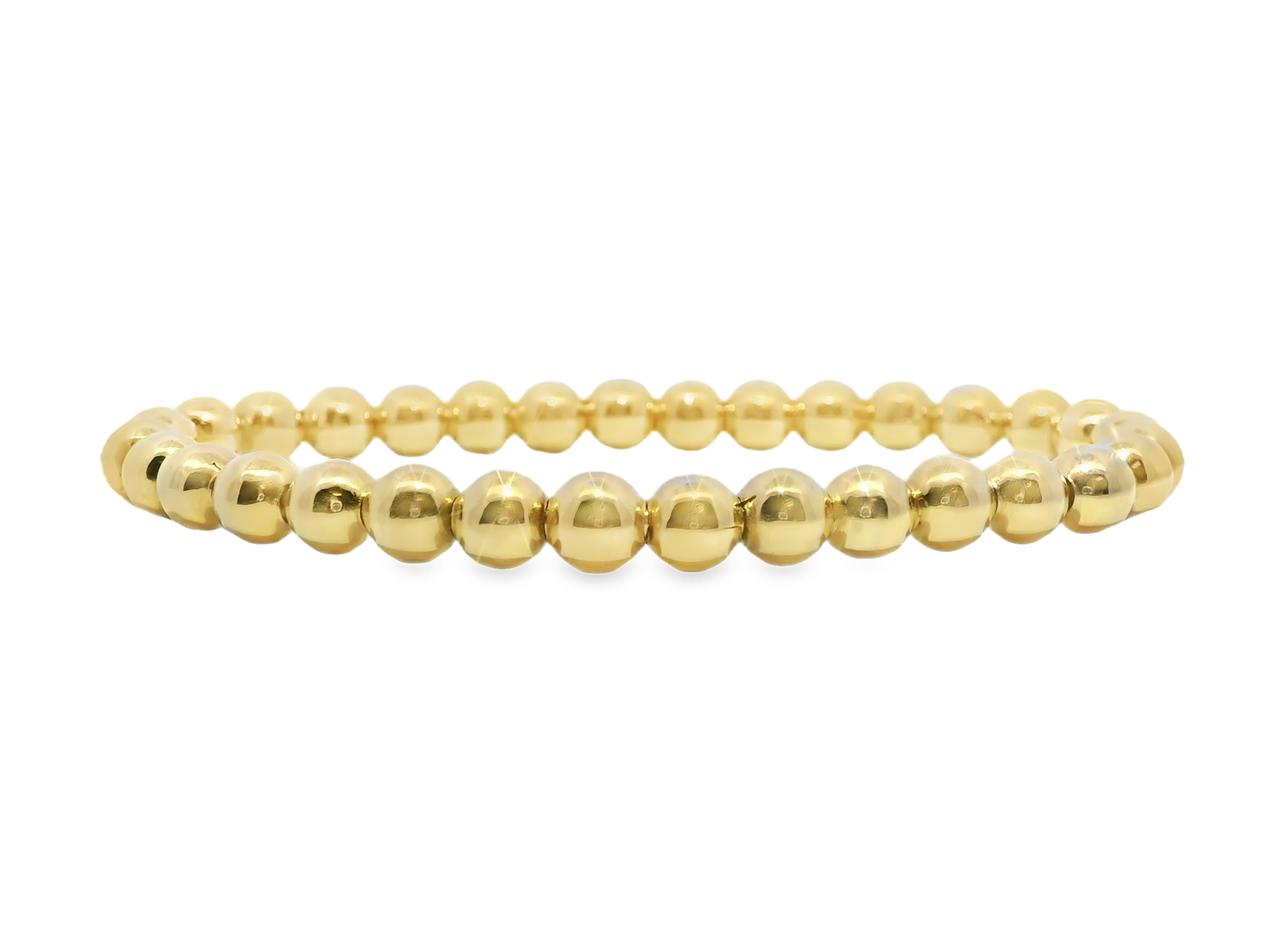 Plain Gold Beads Stretch Bangle 14k Gold