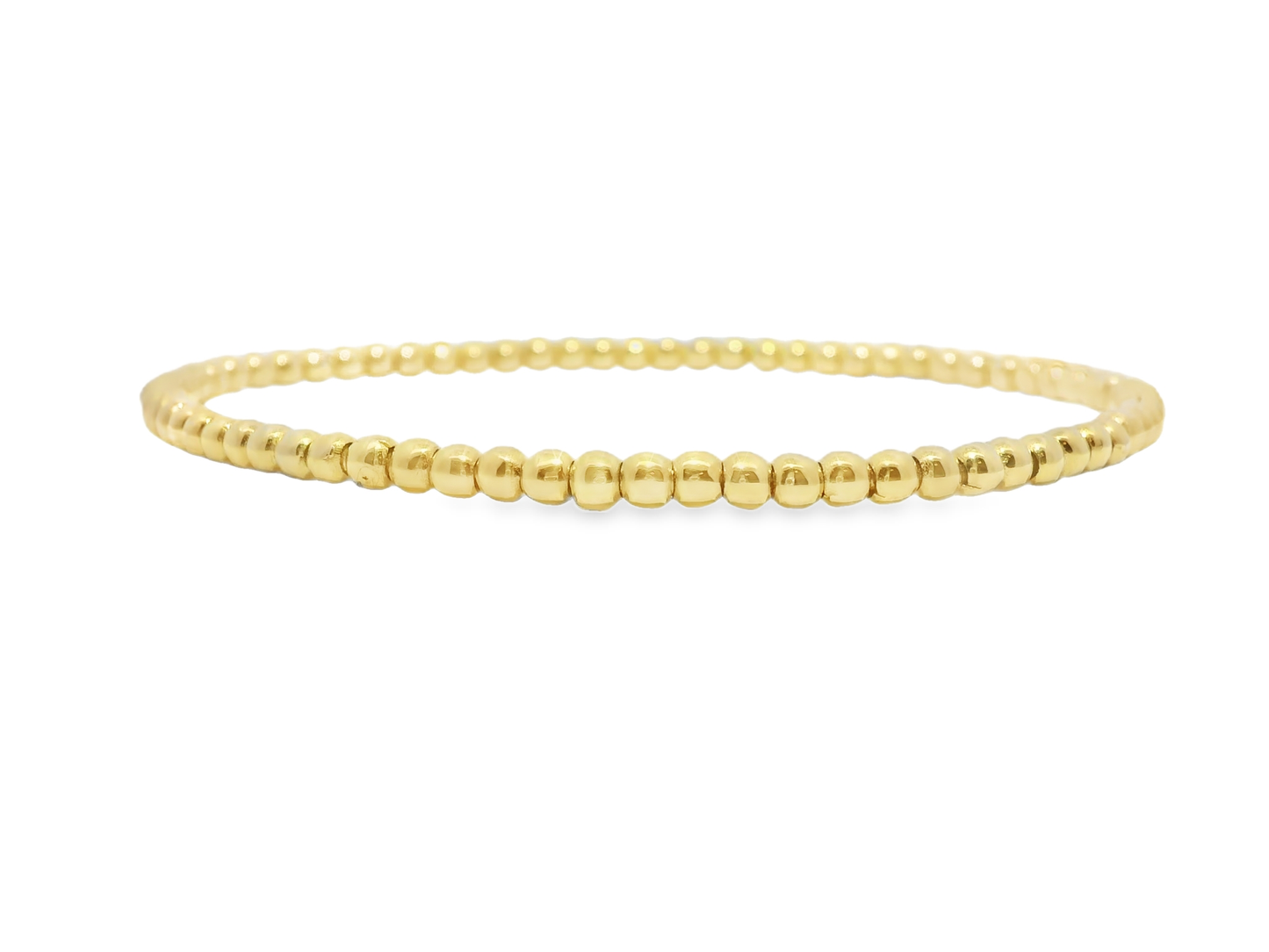 Plain Gold Beads Stretch Bangle 14k Yellow Gold
