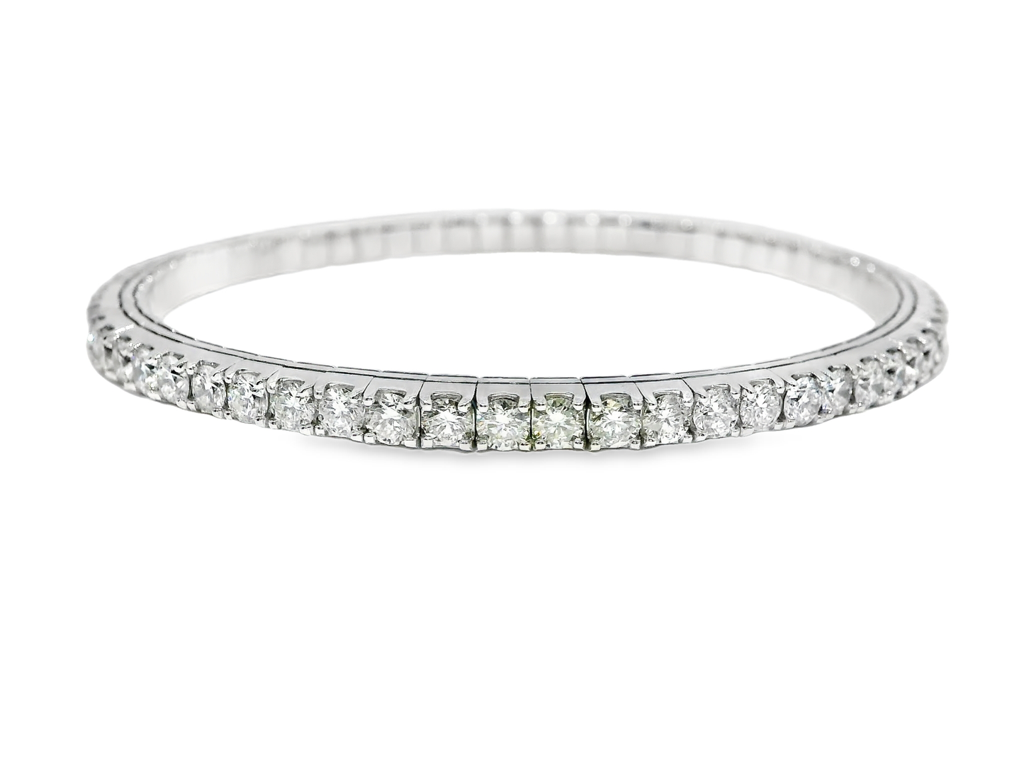 7.20CT Diamond Stretch Bangle 14k White Gold