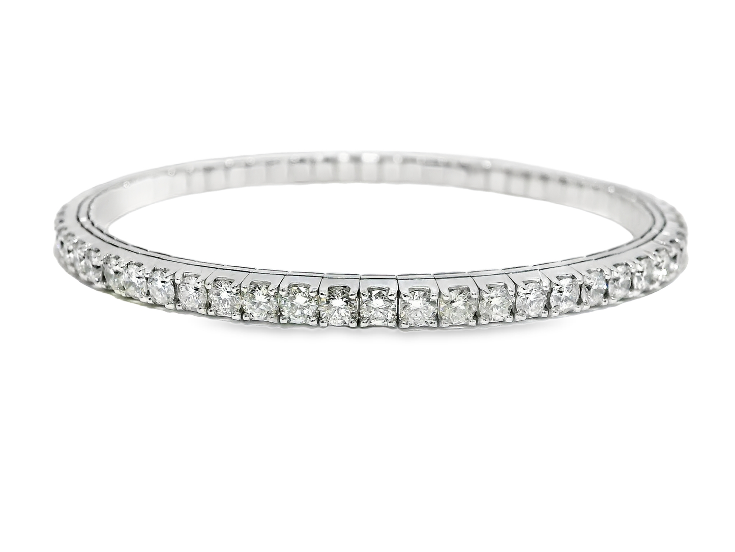 7.20CT Diamond Stretch Bangle 14k White Gold