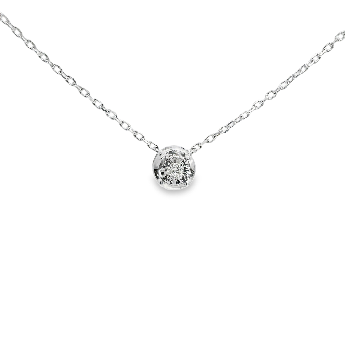 0.03CT Diamond Pendant 14k White Gold