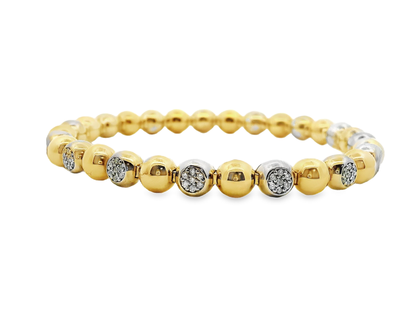 0.74CT Diamond Bangle 14k Two Tone White & Yellow Gold