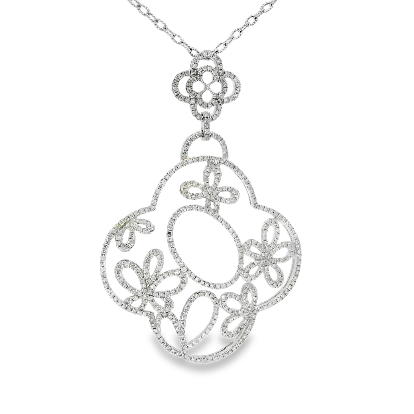 1.85CT Diamond Pendant 14k White Gold