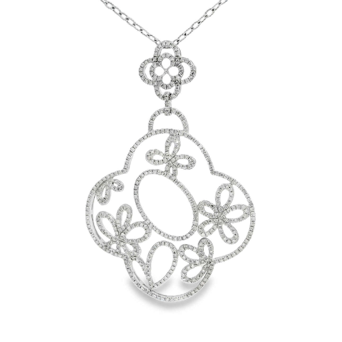 1.85CT Diamond Pendant 14k White Gold