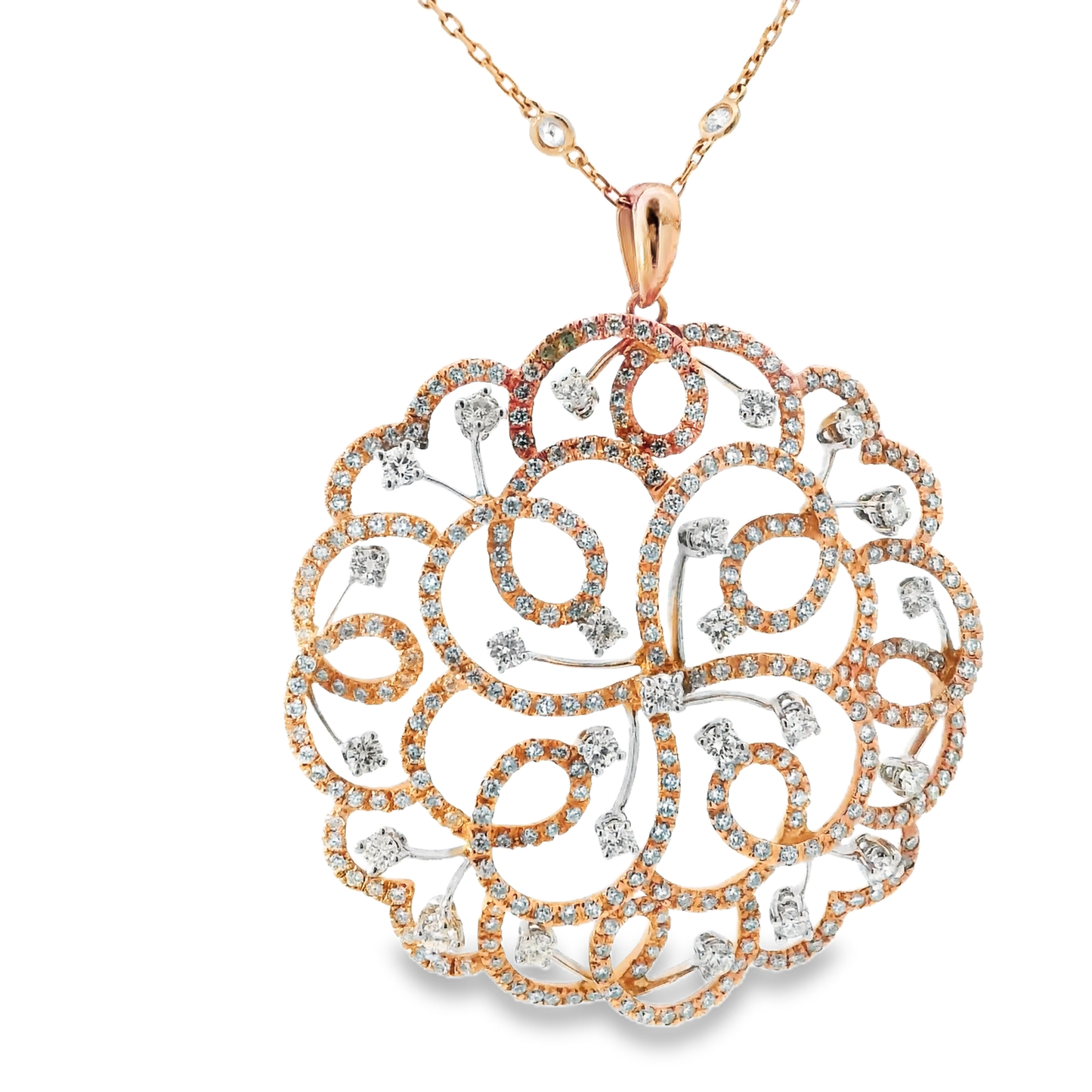 5.74CT Diamond Pendant 14k Rose Gold