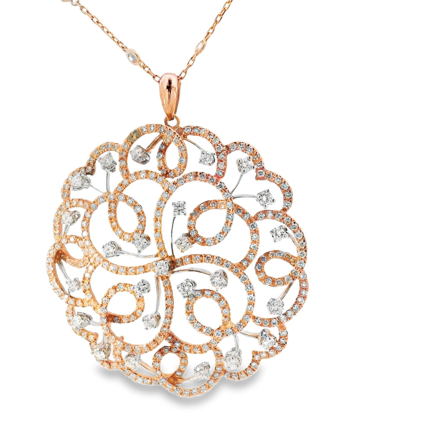 5.74CT Diamond Pendant 14k Rose Gold