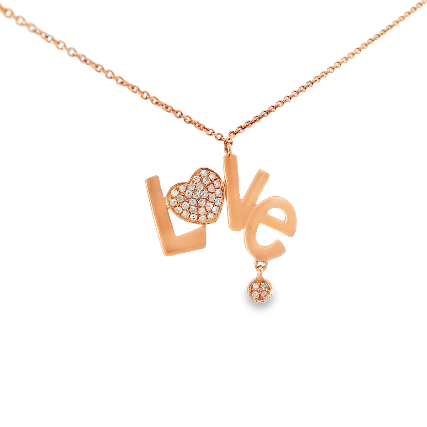 0.14CT Diamond Love Pendant 14k Rose Gold