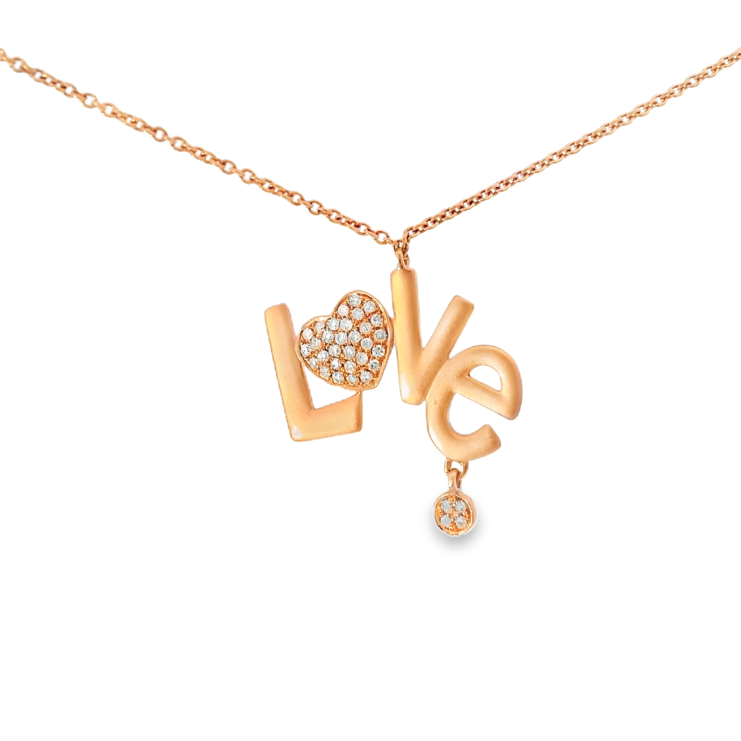 0.14CT Diamond Love Pendant 14k Rose Gold
