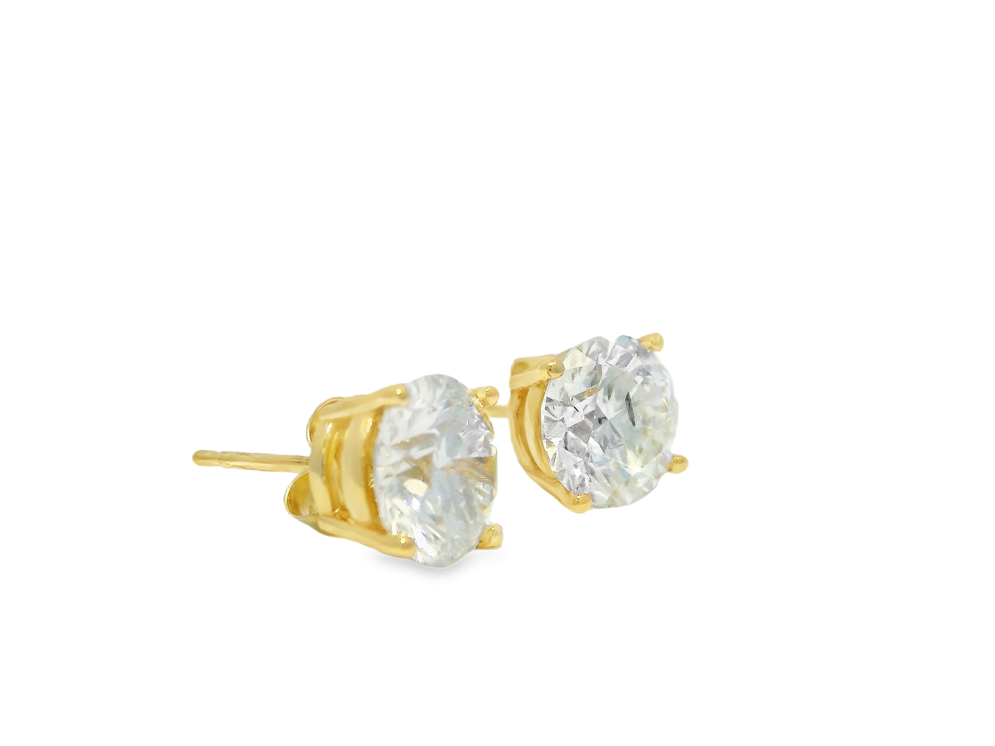 3.15CT Lab Diamond 14K Yellow Gold Basket Set Studs
