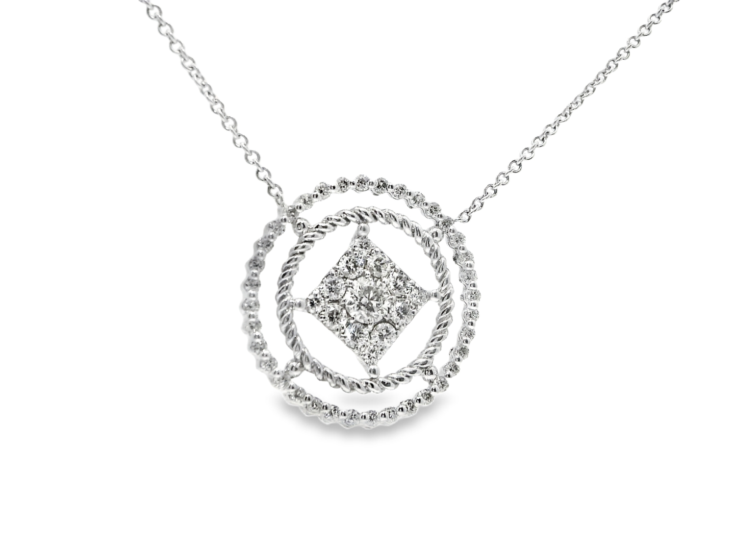1.09CT Diamond Pendant 14k White Gold