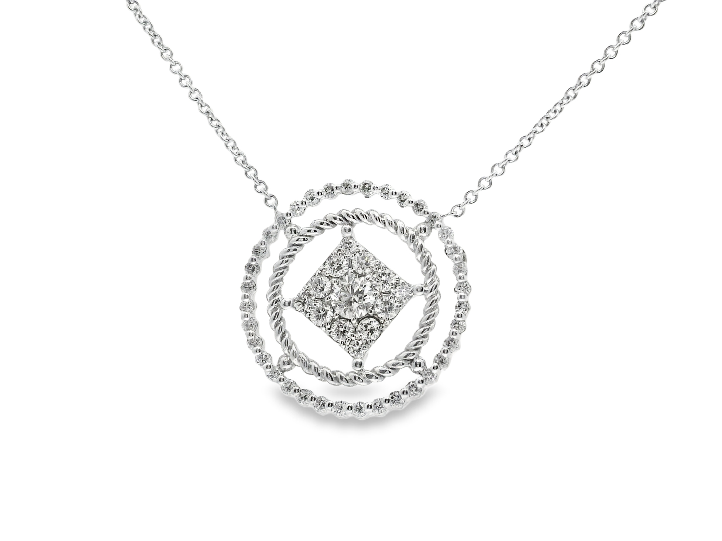 1.09CT Diamond Pendant 14k White Gold