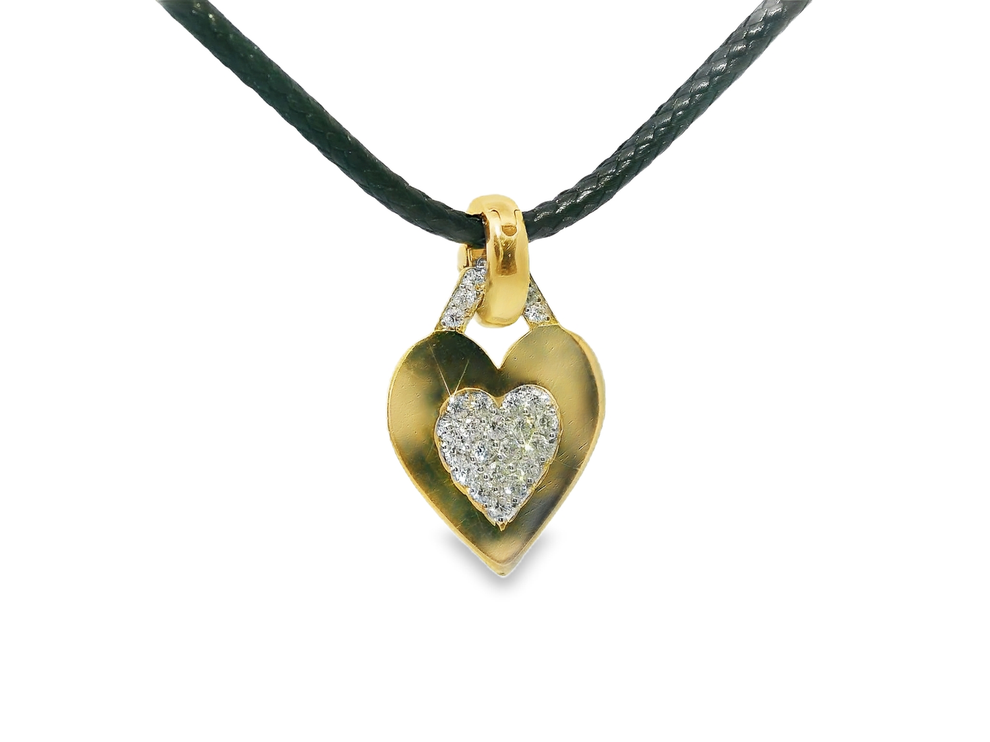 0.37CT Heart Charm Pendant 18k Yellow Gold
