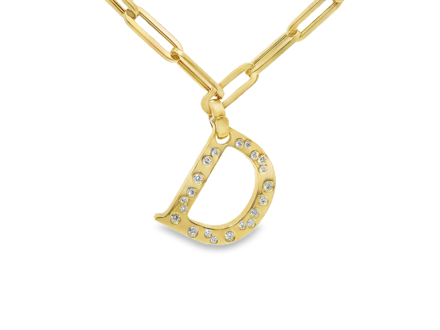0.49CT Diamond D Letter Pendant 18k Yellow Gold