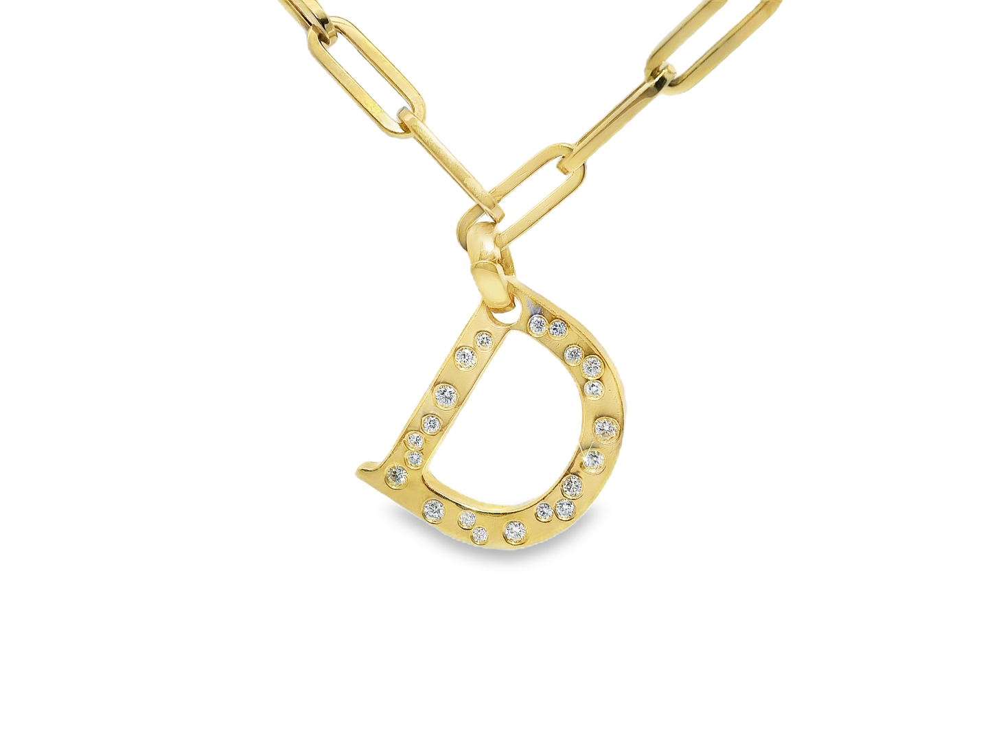 0.49CT Diamond D Letter Pendant 18k Yellow Gold