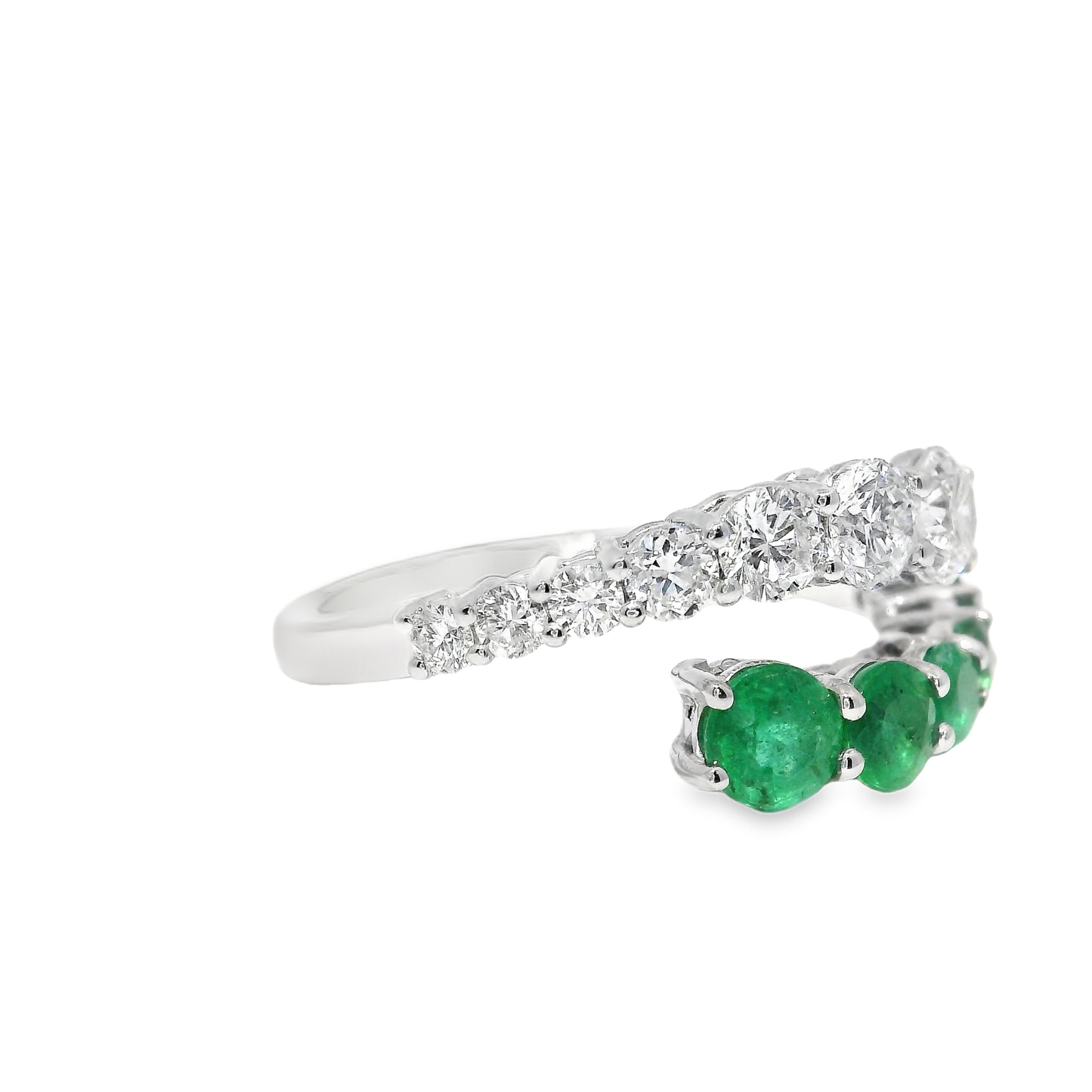 0.71CT Diamond 0.69Ct emerald Ring 18k White Gold