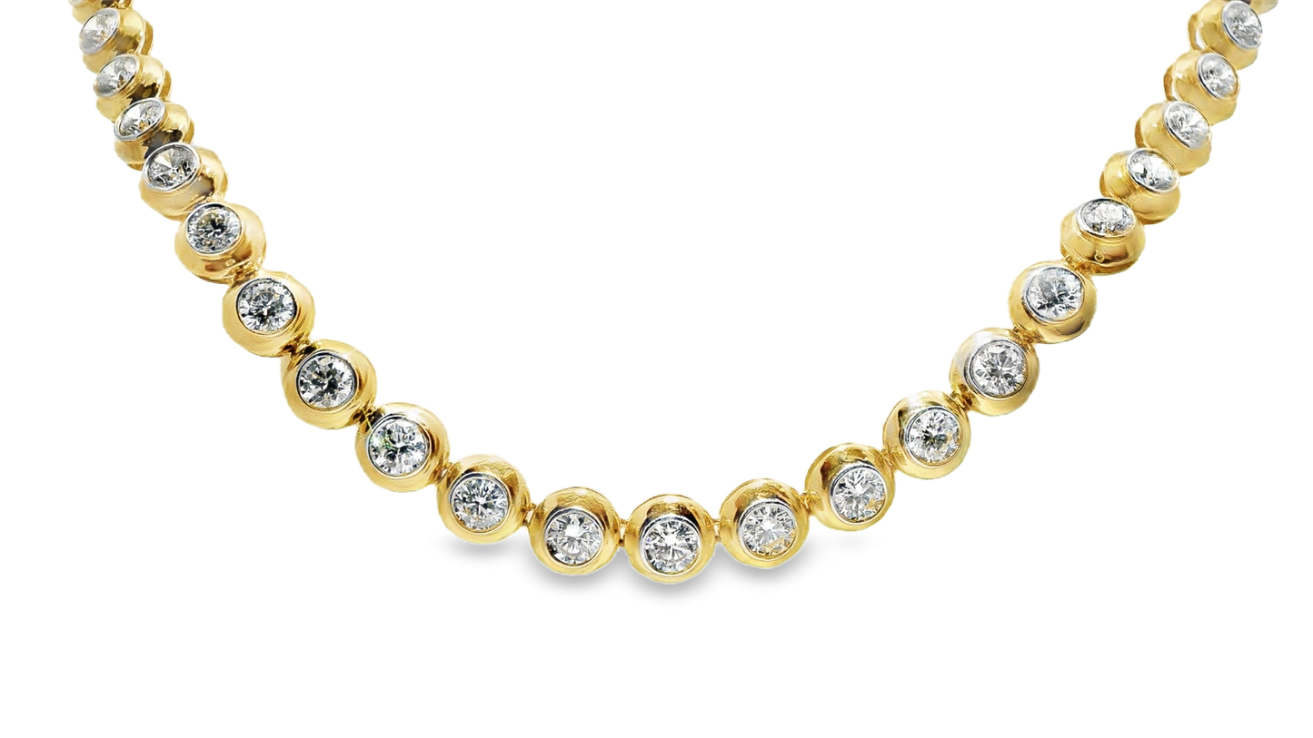 13.42Ct Lab Diamond Necklace 14k Yellow Gold