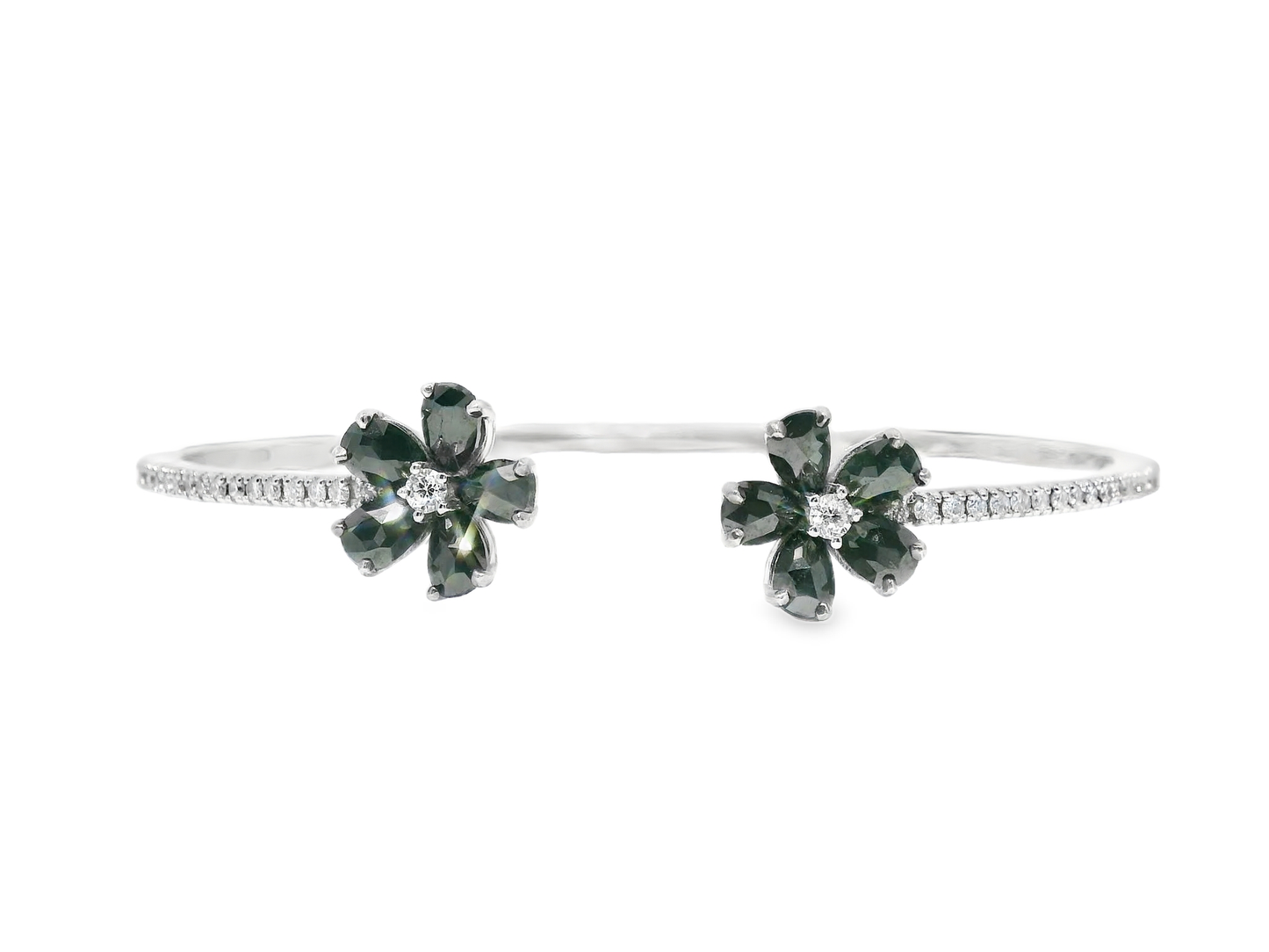 0.33CT Diamond 1.73CT Black Diamond Bangle 18k White Gold
