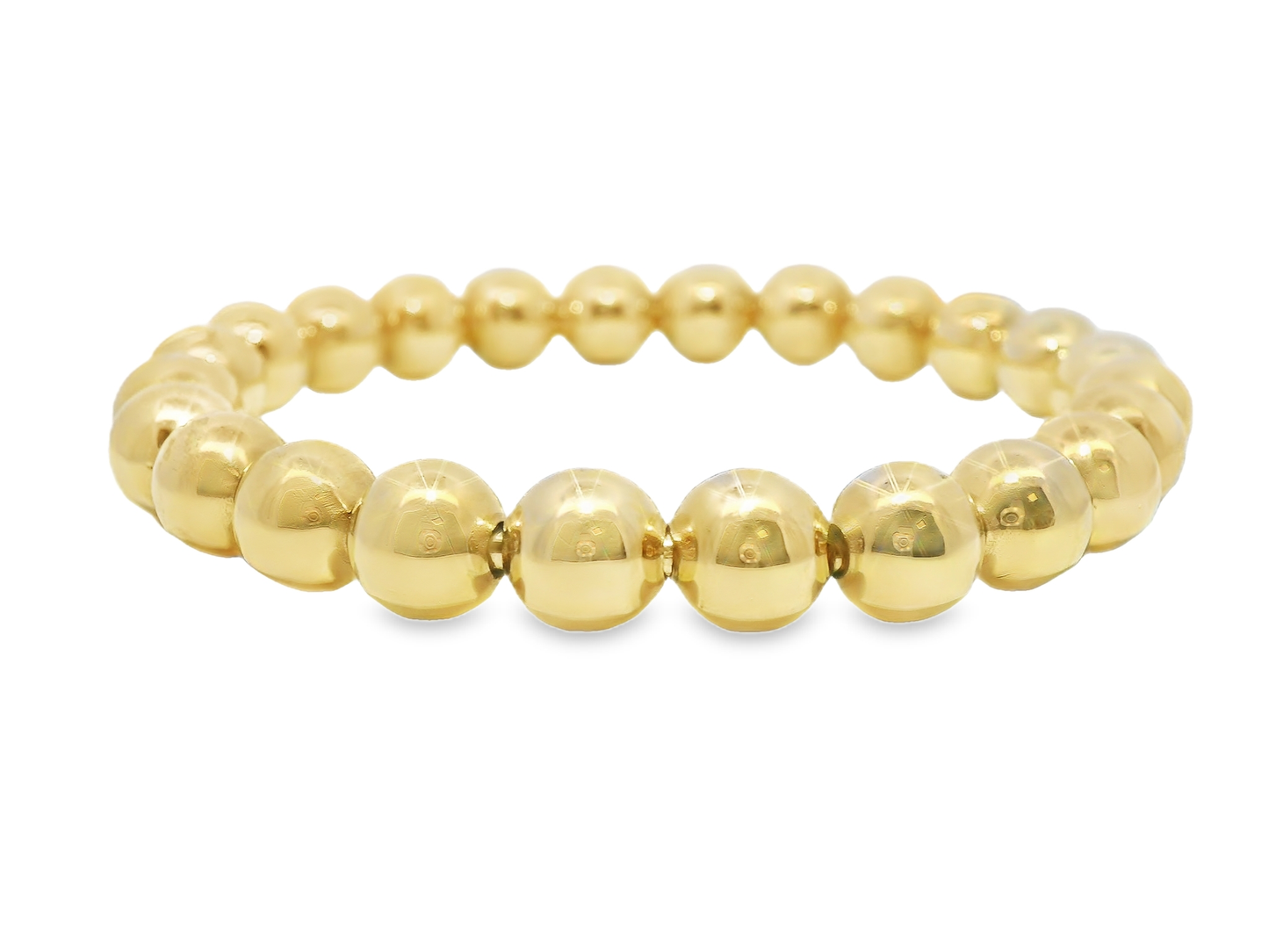 Plain Beaded 14k Yellow Gold Bangle