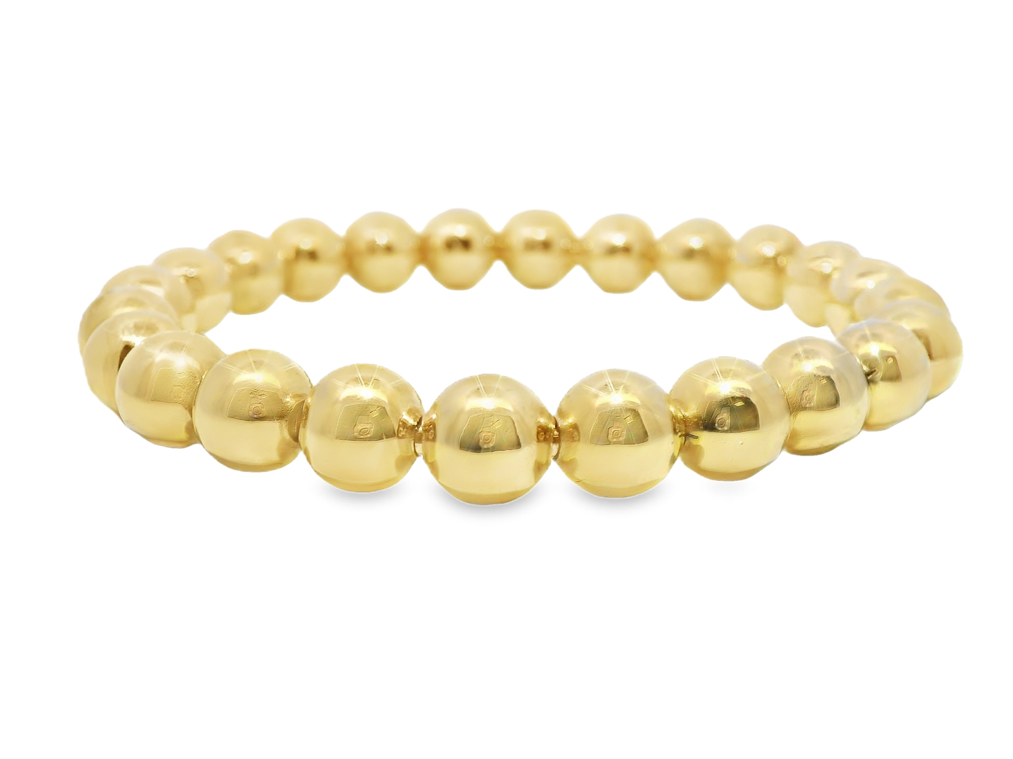 Plain Beaded 14k Yellow Gold Bangle