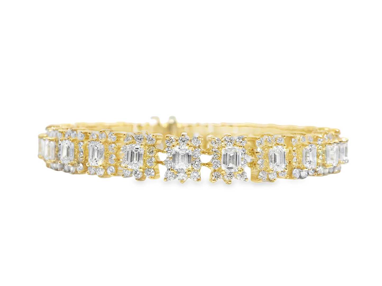 4.95CT Round 6.32CT Emerald cut Lab Diamond Bracelet 14k Gold