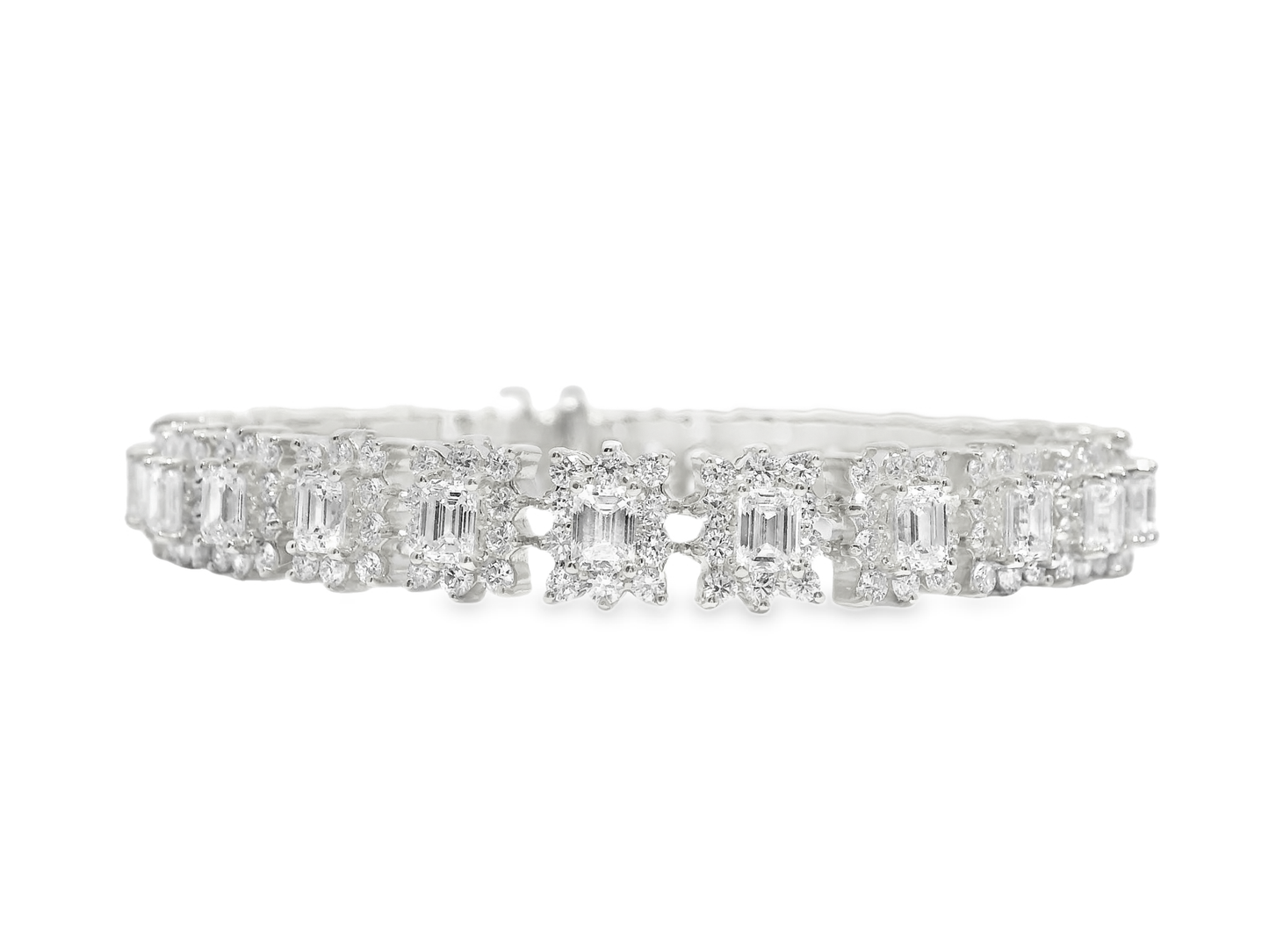 4.95CT Round 6.32CT Emerald cut Lab Diamond Bracelet 14k Gold