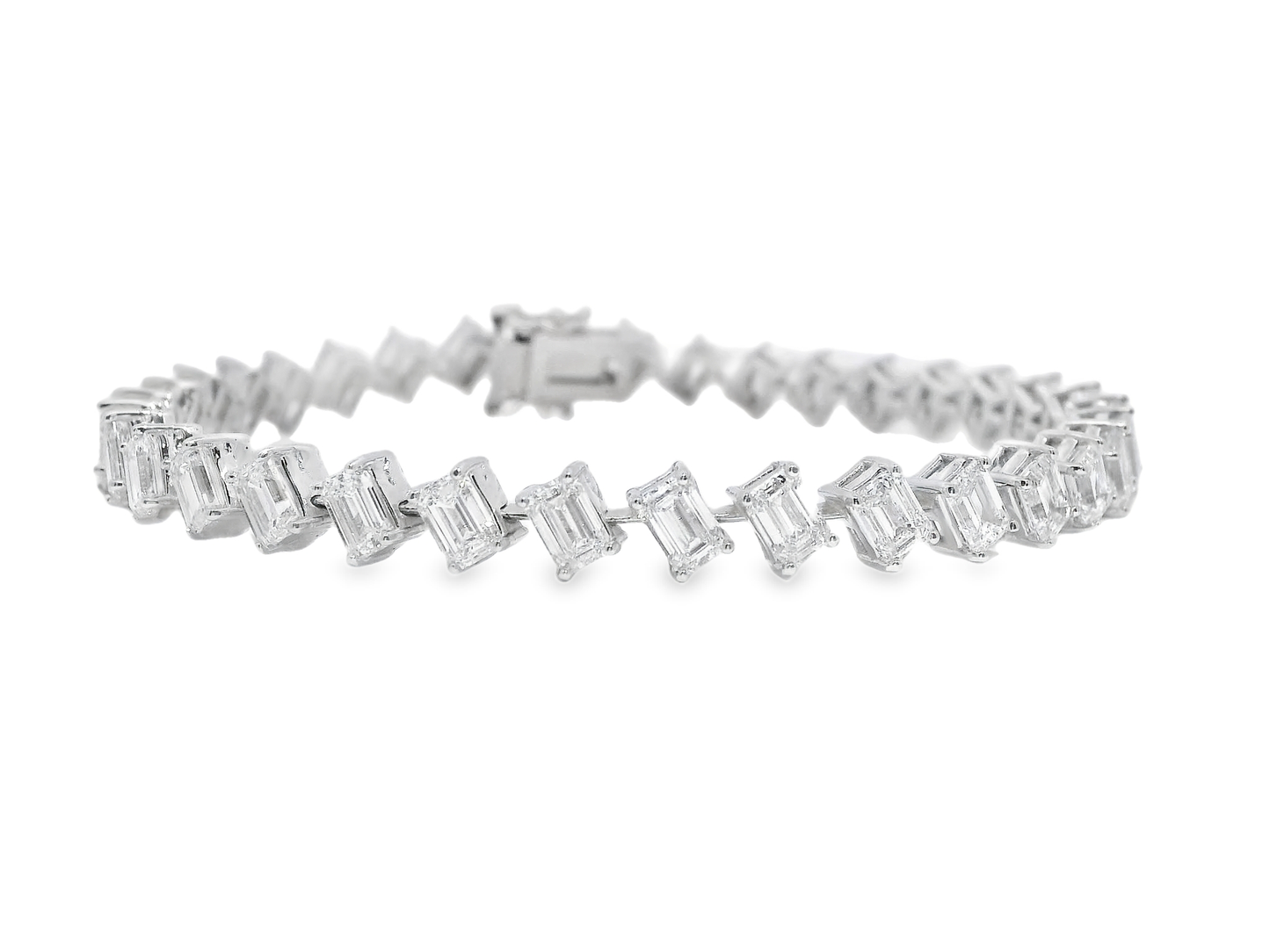 9.51 CT Emerald Cut Lab Diamond Bracelet 14k White Gold