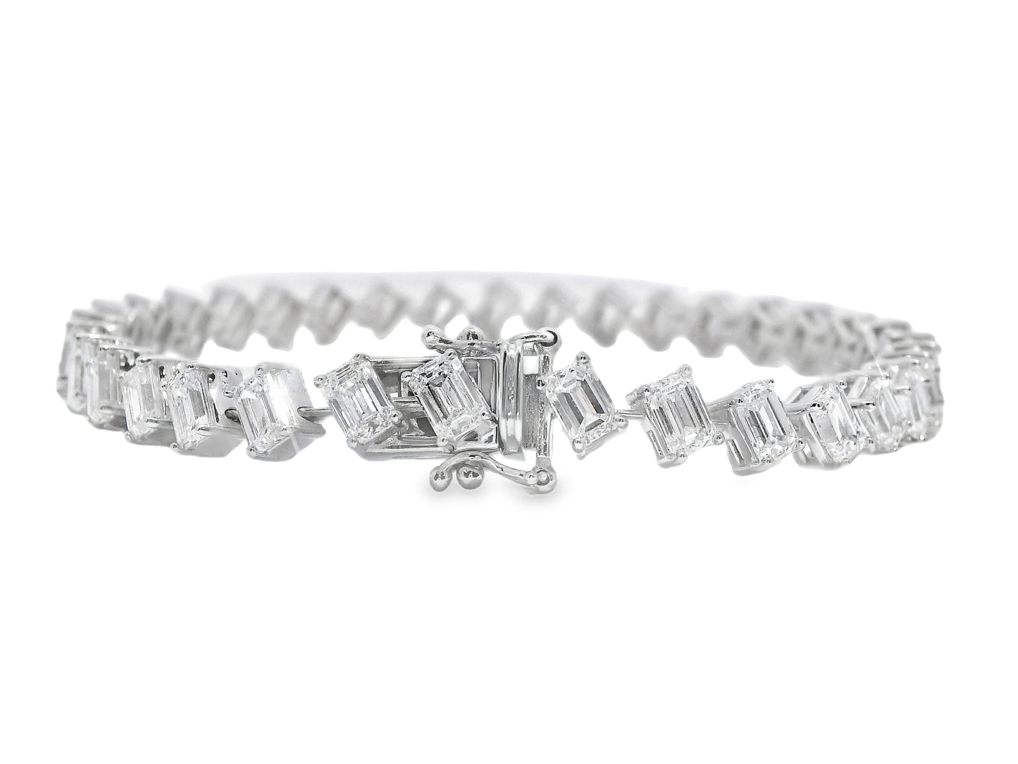 9.51 CT Emerald Cut Lab Diamond Bracelet 14k White Gold