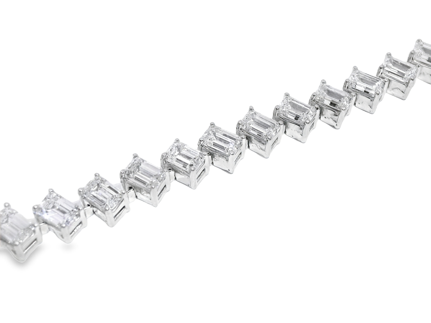 9.51 CT Emerald Cut Lab Diamond Bracelet 14k White Gold