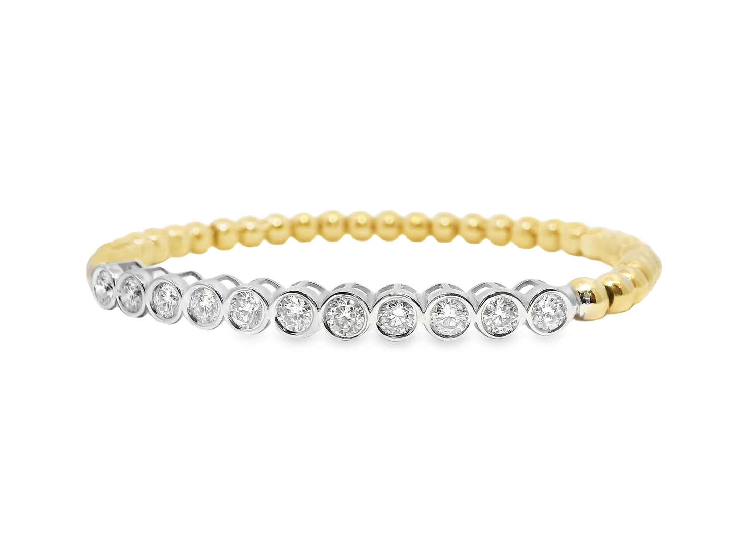 1.51CT Diamond Bangle 14k Yellow Gold