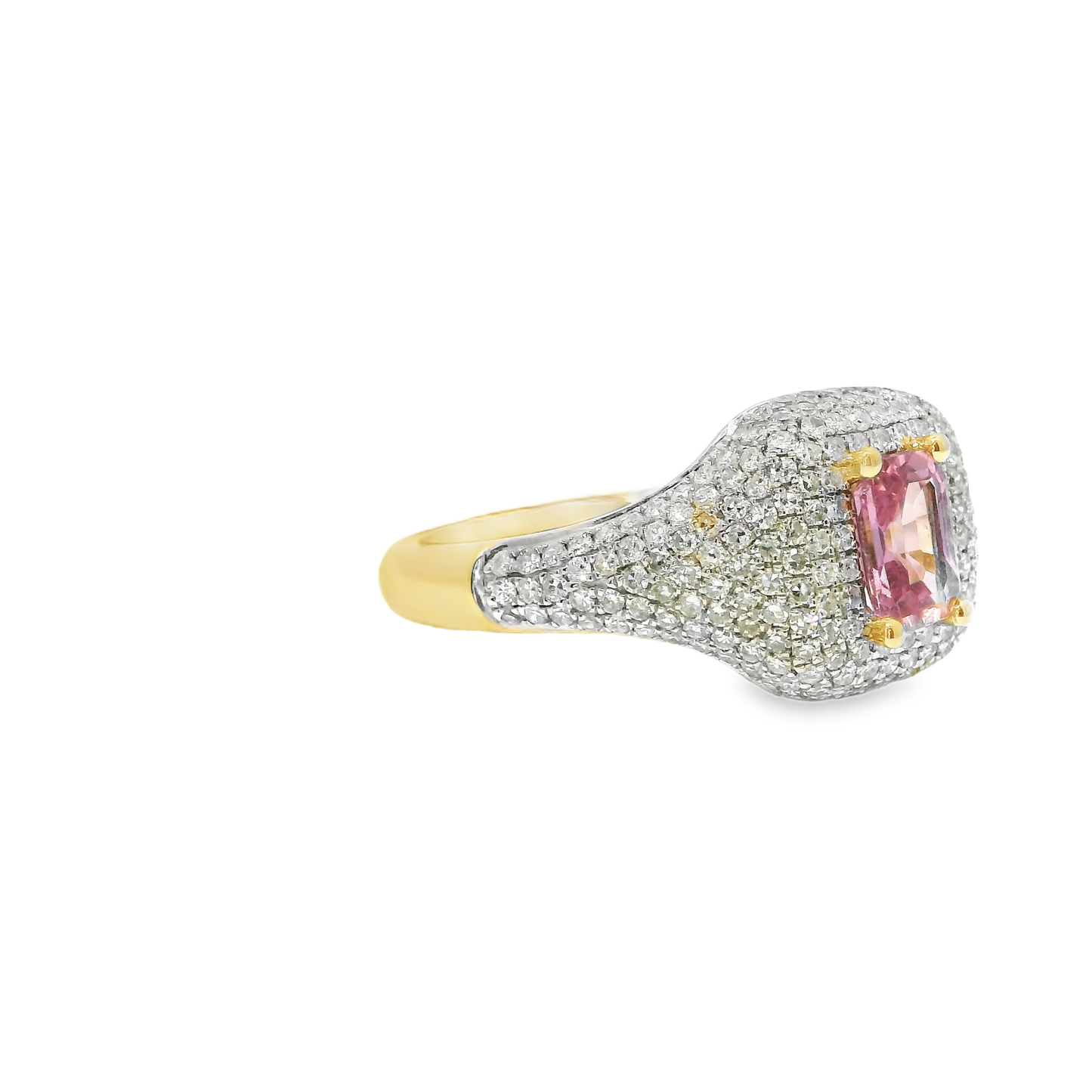 0.75CT Diamond 0.79CT Pink Sapphire Ring 14k Yellow Gold