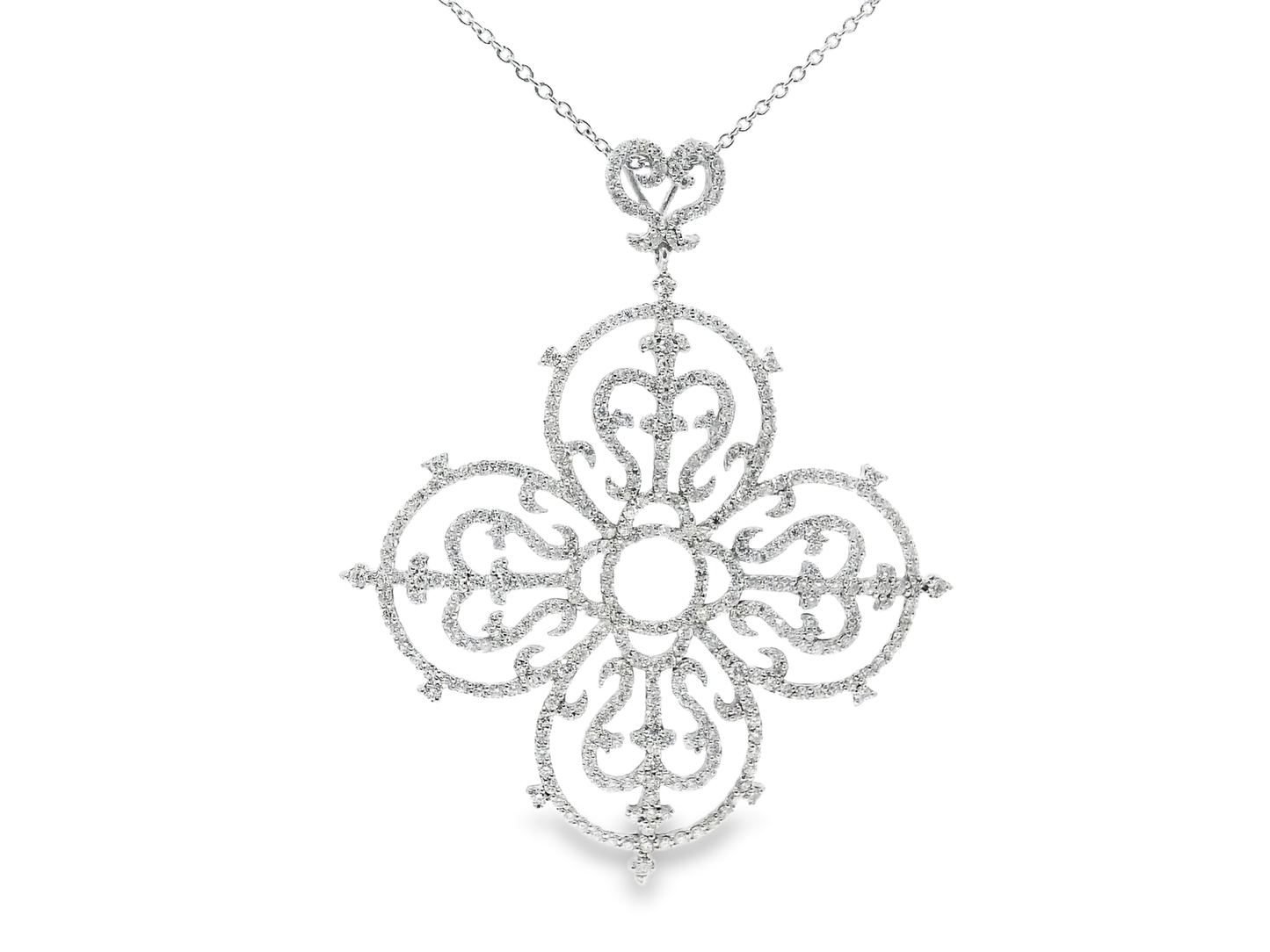 3.00CT Diamond Cross Pendant 14k White Gold