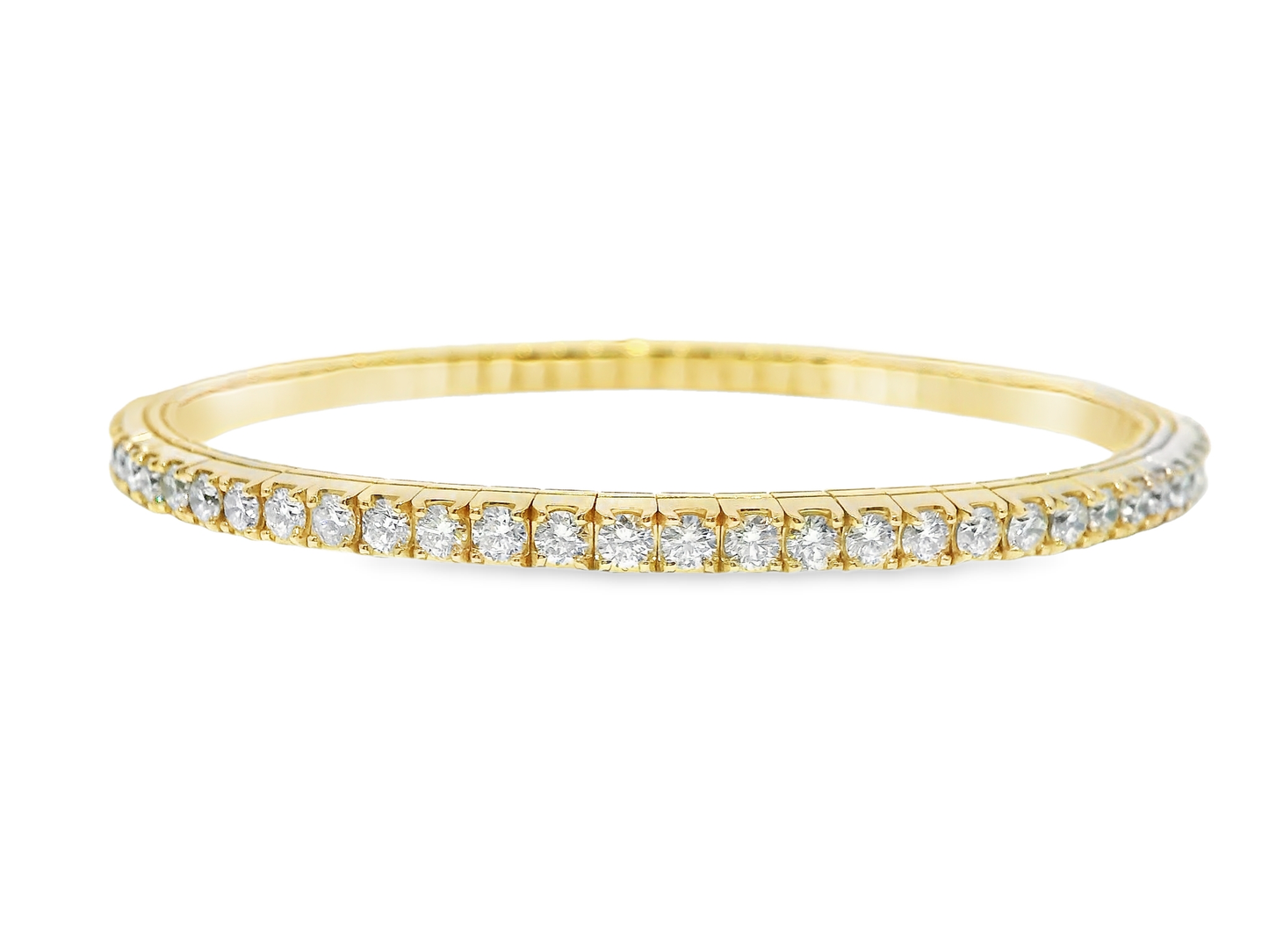 4.37CT Diamond Stretch Bangle 14k Yellow Gold